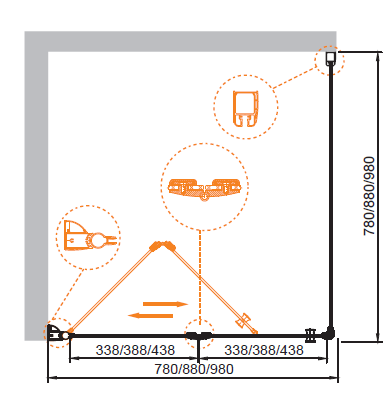 ДУШЕВОЙ УГОЛОК CEZARES ELENA AS-1 80-C-Cr