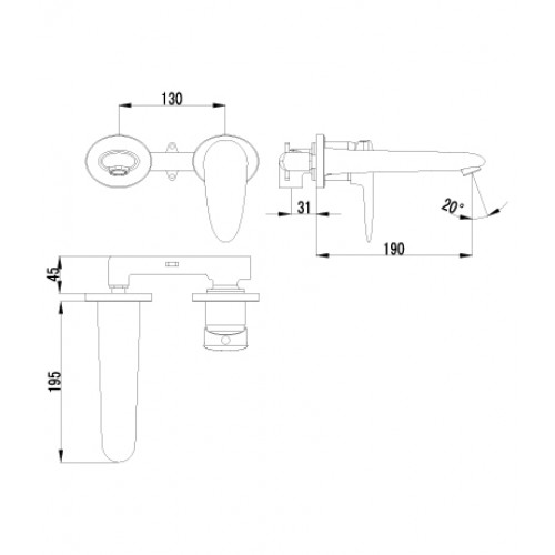 Смеситель д/умывальника "STATUS" (4426С) встраиваемый LEMARK ВЫГОДА!!