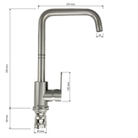 MAGNUS Смеситель д/кухни, П-образный излив, нерж. ст. марка 304, код: 9102