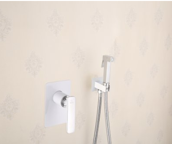 Смеситель с гиг. душ встраиваемый белый/хром ROSE R1605F