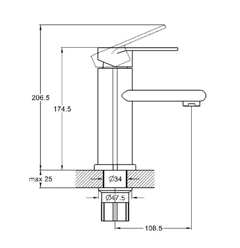 Смеситель д/раковины G-lauf (NOB1-A128) ф35 