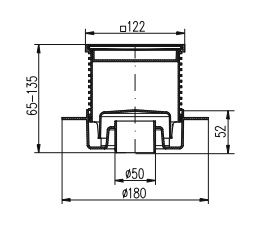 Трап  "MCH"  верт 50\122х122 .с фартуком нерж.(420L) (4/1)