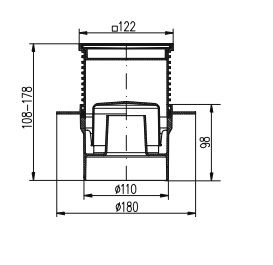 Трап  "MCH"  верт 110\122х122 с фартуком нерж.(421L) (4/1)