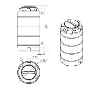 Емкость ЭВЛ-Т-200 (H1130xD560)