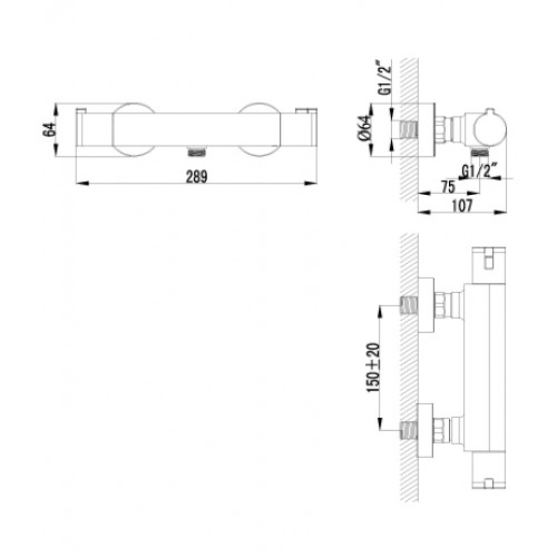 Смеситель д/душа "YETI" (7833C) термостатический, хром LEMARK 