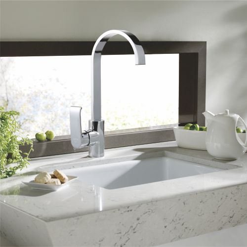 Смеситель д/кухни ROSE черный/хром R1313H