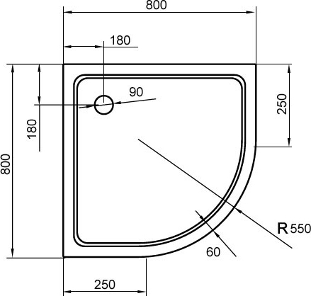   0,80,80,15 Cezares TRAY-A-R-80-550-15-W