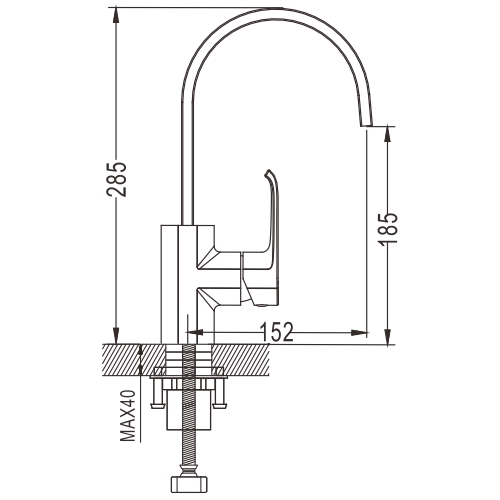 Смеситель д/кухни ROSE черный/хром R1313H