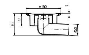 Трап  "MCH"  гориз Ду-50\150х150 нерж.высота 95 (326N) (10/1)
