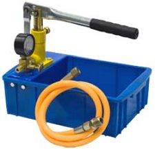 Насос опрессовочный "НИР-25" ручной (25бар, 13мл/такт, 5л, металл)