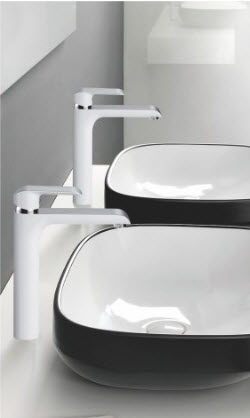 Смеситель д/раковины ROSE высокий белый/хром R2111F