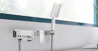 Смеситель д/ванны к/н  ROSE белый/хром R1552F