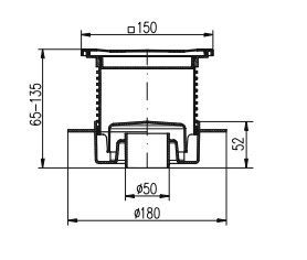 Трап  "MCH"  верт 50\150х150 с фартуком нерж.(440L) (4/1)