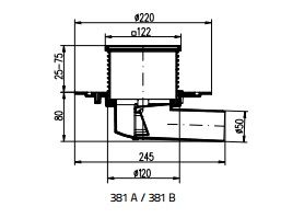 Трап  "MCH"  гориз Ду-50\122х122 с фланцем нерж.сух./вод. заслонка (381В) (8/1)