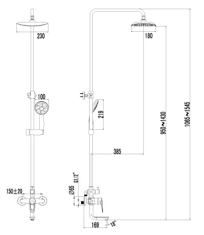 Душевая система "OMEGA" (3162С) с поворотным изливом LEMARK
