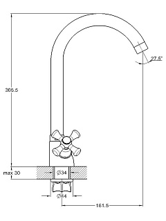 Смеситель д/кухни G-lauf (QTZ4-A856/827) кер.с гайкой литой 