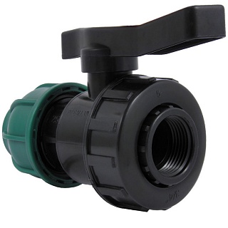 Кран шаровый компрессионный разъёмный ПНД 25*3/4" (вн.рез.) ТПК-АКВА (6/36)