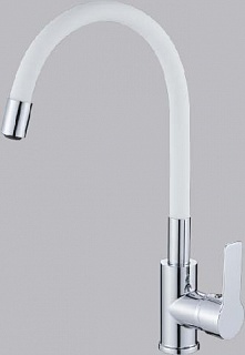 Смеситель д/кухни Haiba HB70112-8 комбинированный силиконовый с гибким изливом (белый)