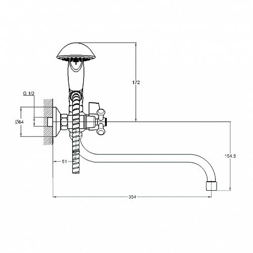 Смеситель д/ванны G-lauf (JML7-А605) двуручковый  