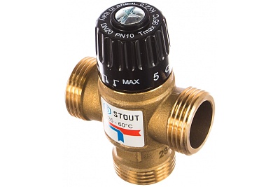 Клапан термостатический смесительный для систем отпления и ГВС G 1"НР 35-60С (SVM-0120-256025) STOUT