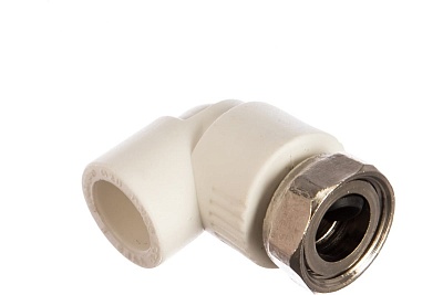 Колено с накидной гайкой (метал.штуцер) 20*3/4" белый (1/80) ПРО АКВА (РА29210)