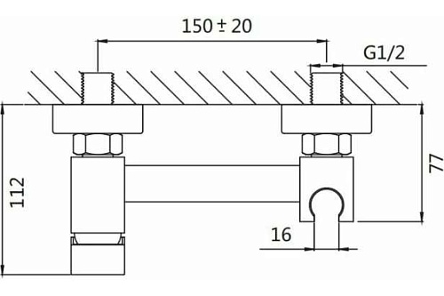 Смеситель с гиг. душ настенный хром SHEVANIK S137