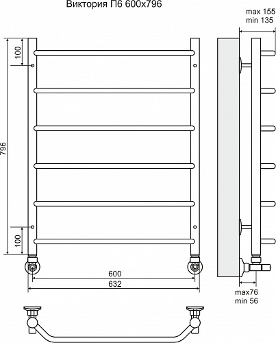 Полотенцесушитель 600х796 П6 "Виктория" TERMINUS СНЯТ С ПРОИЗВОДСТВА