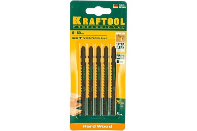 Полотна KRAFTOOL, T144D, д/эл/лоб, Cr-V, по дер,ДСП,ДВП,быстр рез,EU, шаг 4мм,75мм, 159521-4-S5