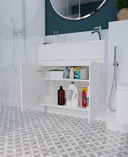 Комплект мебели 80 "Stretto-80" подвес., белый глян. 2 ДВ 1 Марка (ум.Акриловый+сифон+донный клапан) АКЦИЯ!!!