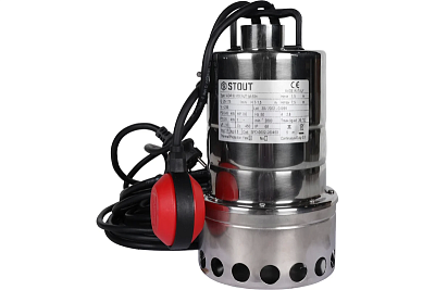 Насос дренажный с поплавком, корпус, раб.колесо-нерж.ст, кабель 10 м, 230V, Q=175 л/мин, H=7,5 м (SPD-0002-200450) STOUT