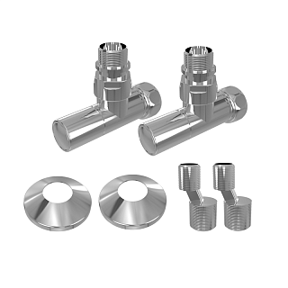 Комплект: вентиль угловой для П/С 1/2х3/4 ш-г + эксцентрик + отражатель 3/4 матовый черный Terminus