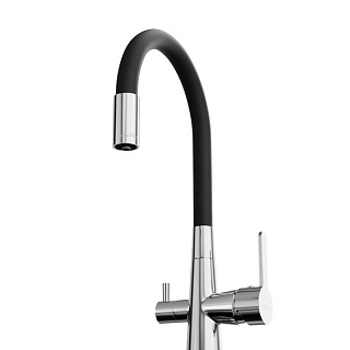 Смеситель д/кухни "AISAI" (AIS-1018) хром под фильтр с гибким изливом черный TOKITO (фитинг под фильтр выписывать дополнительно арт.46553)