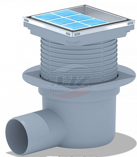 Трап гориз. Ду 50 регулируемый с нержавеющей решеткой 100*100 сухой под плитку ТQ5802 