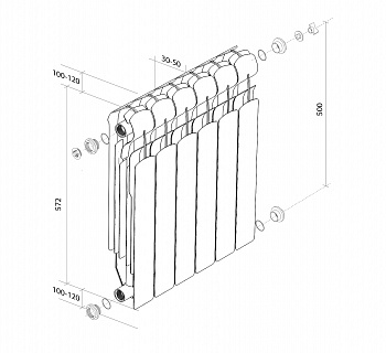 Радиатор бим.Royal Thermo Indigo Super 500 VR - 10 секц.