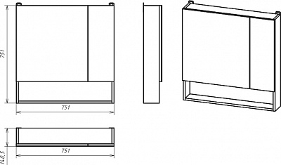 Зеркало-шкаф 75 "Темза-75" с полочкой MISTY