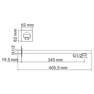 Настенный верхний излив для душа "Glan" (А181) черный глянцевый  WasserKraft
