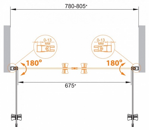 ДУШЕВАЯ ДВЕРЬ В НИШУ CEZARES ECO-O-B-2 90-P-Cr