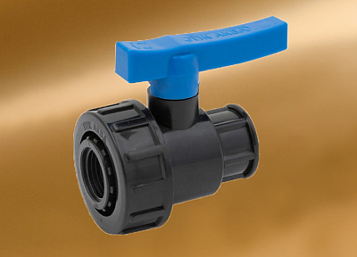 Кран шаровый компрессионный разъёмный   ПНД 1 1/4*1 1/4" (ВР/ВР) ТПК АКВА (18)