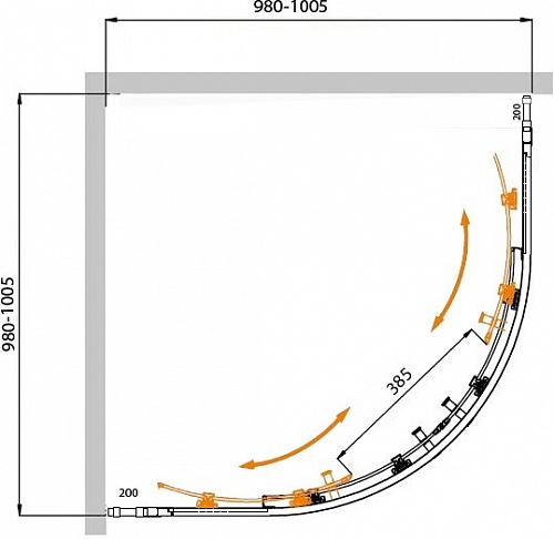 ДУШЕВОЙ УГОЛОК MOLVENO-R-22-80+20-C-Cr-IV