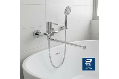 Смеситель д/ванны JAVA керамбукса  L-обр. излив 325 мм, 35-L35/K ARGO 44459