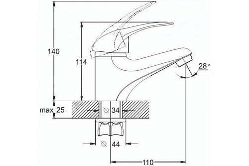 Смеситель д/раковины G-lauf (KLO1-A048) ф40 гайка
