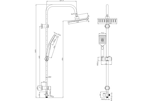 Душевая система G-lauf (UST-1090) без смесителя хром