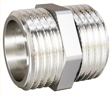 Бочата Ниппель 1 1/4" ш/ш латунь никель LD (32)