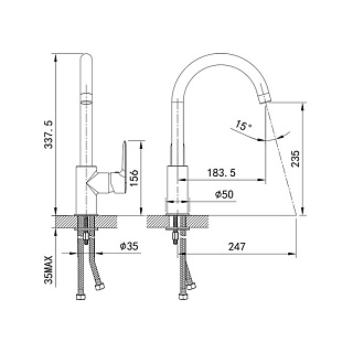 Смеситель для кухни, черный, Cuba, IDDIS, CU5BLJ0i05