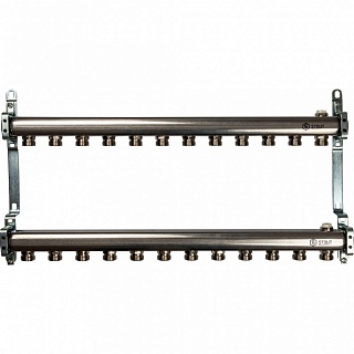 Коллектор 12-вых. нерж. ст. для радиаторной разводки (SMS 0923 000012) STOUT 