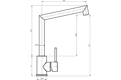 Смеситель д/кухни  JAVA d35 Г-обр.нерж. ст. хром, гайка 3508 ARGO 44469