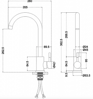 Смес. д/кухни  MELANA TONDOчерный нерж.  (F610103B)