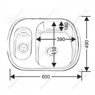 Мойка нерж врезная  MELANA 60х49 (0,8*180) двойная унив.(10) 233S снято с производства