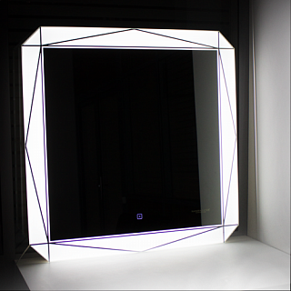 Зеркало 75 "Лайн Led-75х75" подсветка сенсор на зеркале Sanita