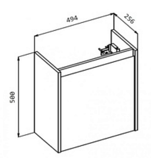 Комплект мебели 50 "KRAFTMINI " подвес. 1 дверь KRAFT MINI-500/260-1A-SO-RT-R (ум.7045-KL) BELBAGNO
